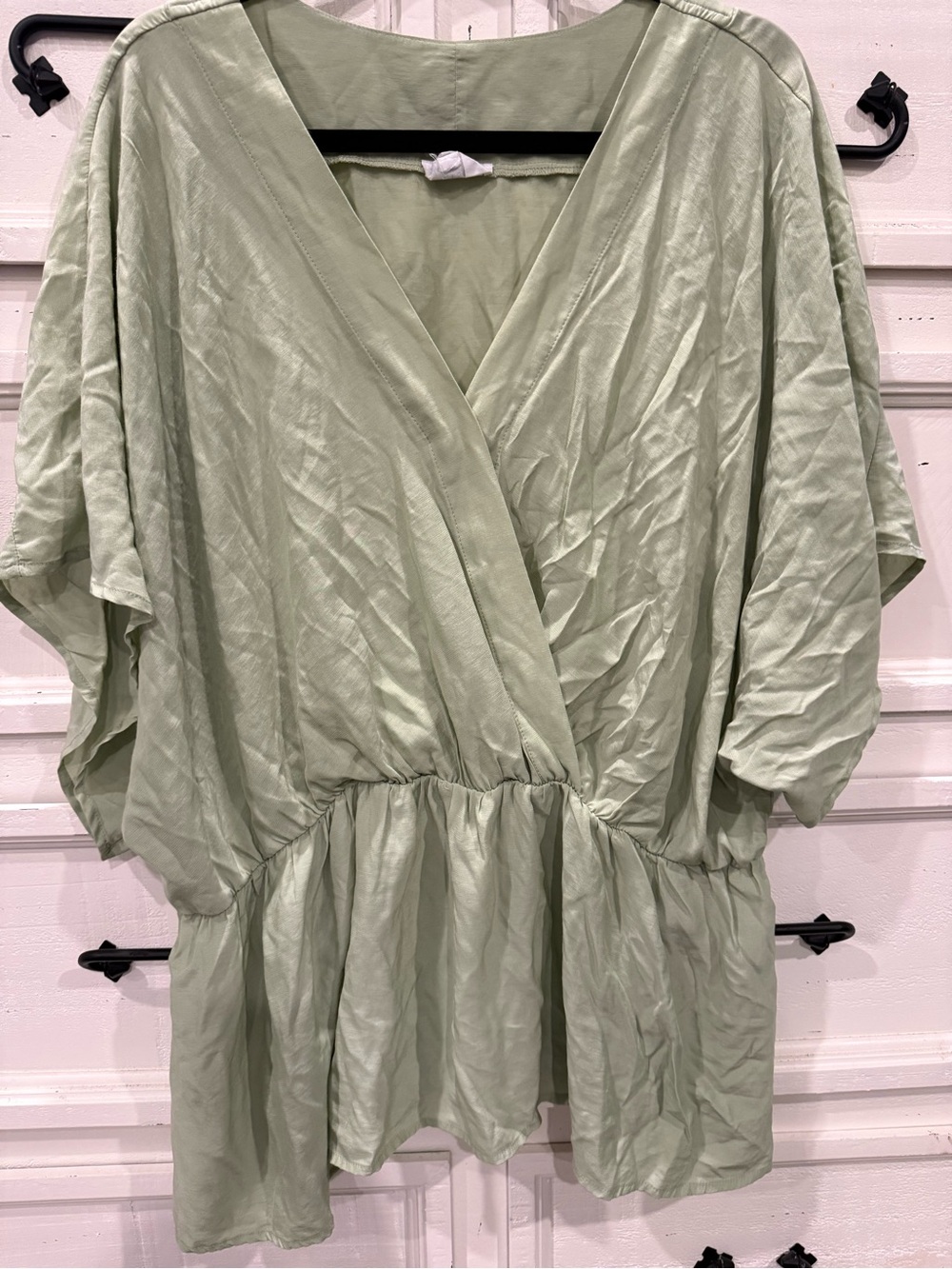 Women's Sage Green Wrap Peplum Blouse